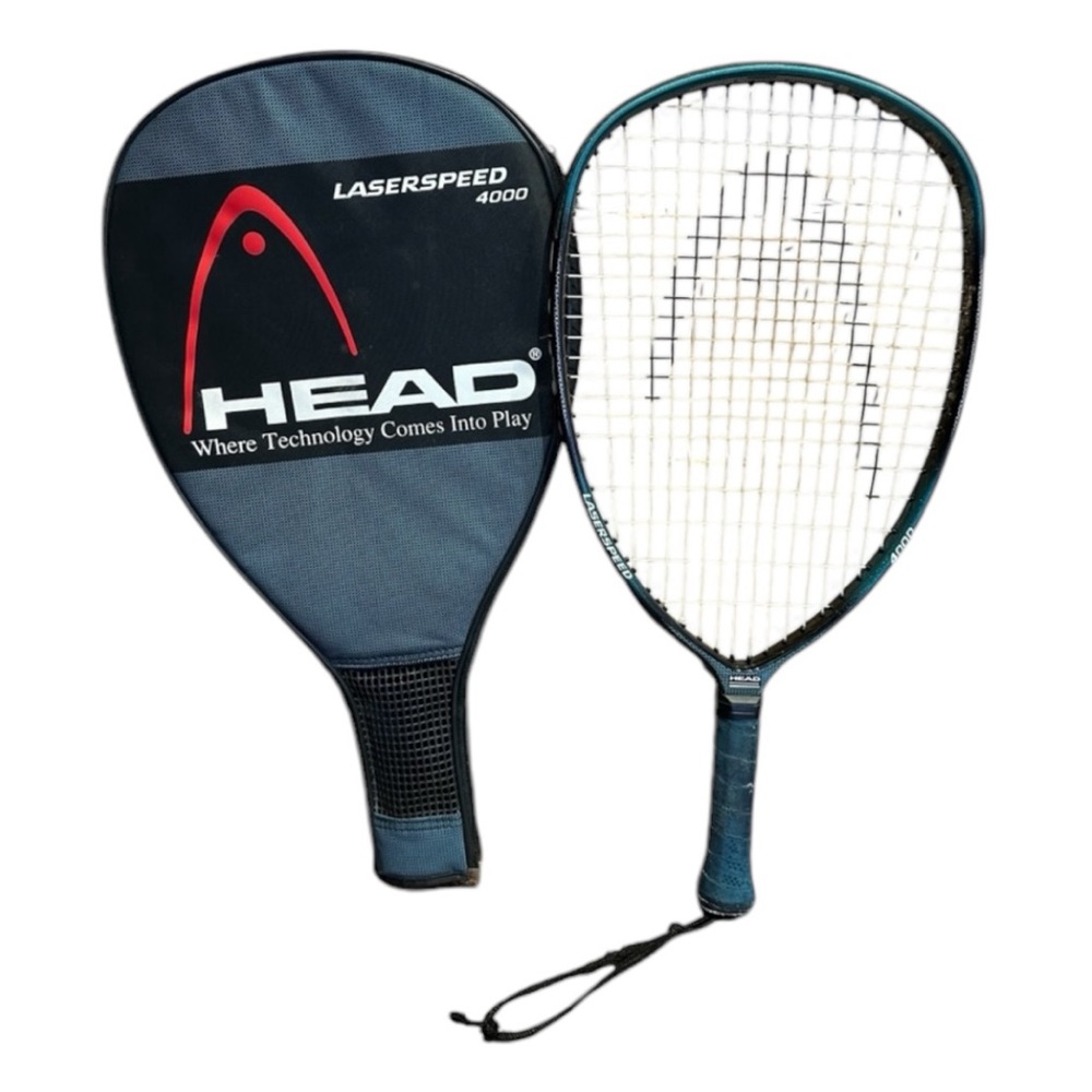 Head Laserspeed 4000 Racquetball Racket 3 3/4 Grip Teal 21” X 10” With Zip Case